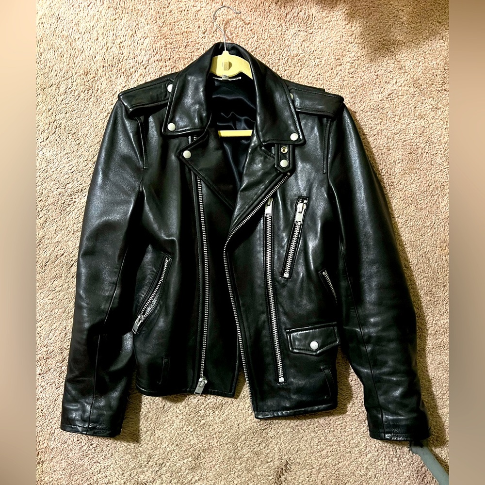 Leather biker jacket